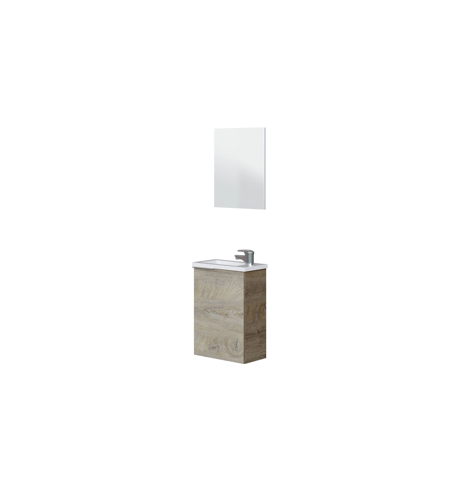 Mueble de baño con lavamanos + Columna Blanco Brillo (Incluye Lavabo y  Espejo)